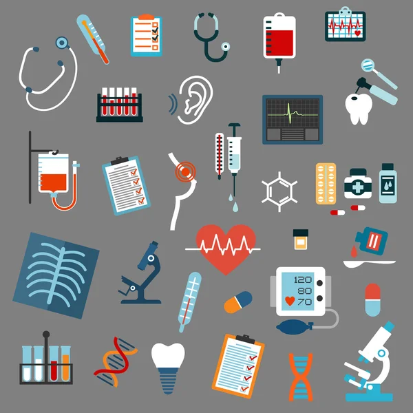 Diagnóstico médico, pruebas y equipos — Vector de stock
