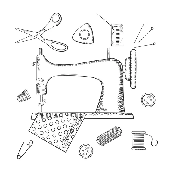 Sketched sewing and tailoring icons — Stockvector