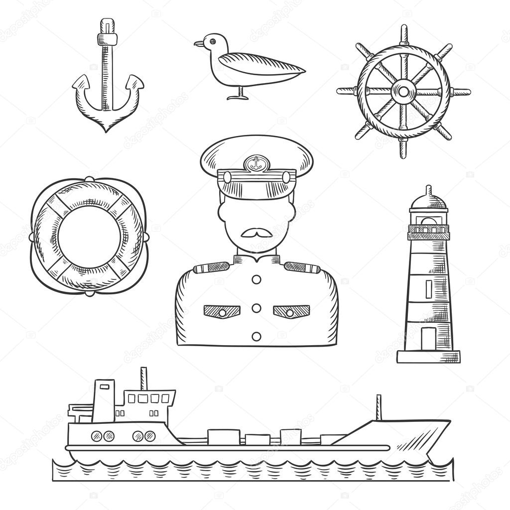 Sailor, seaman and captain profession design