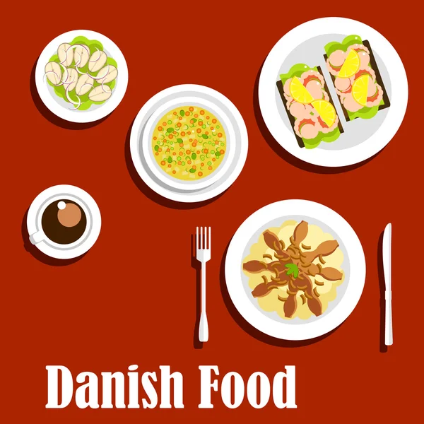 Traditional dinner of danish cuisine — 스톡 벡터