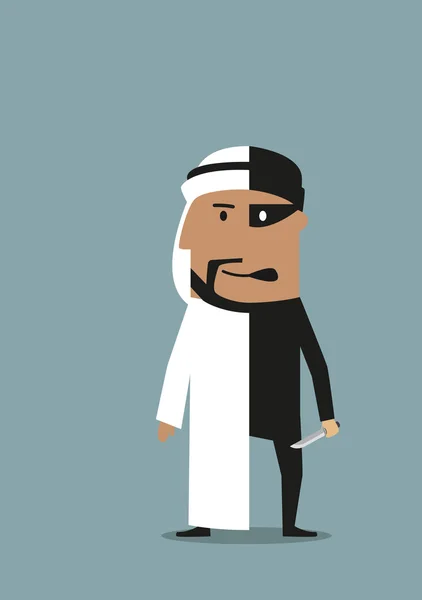 Businessman and robber are in one arab man — ストックベクタ