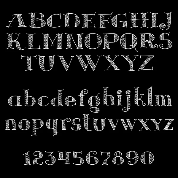 Chalk font or type alphabet on blackboard — Stockvector