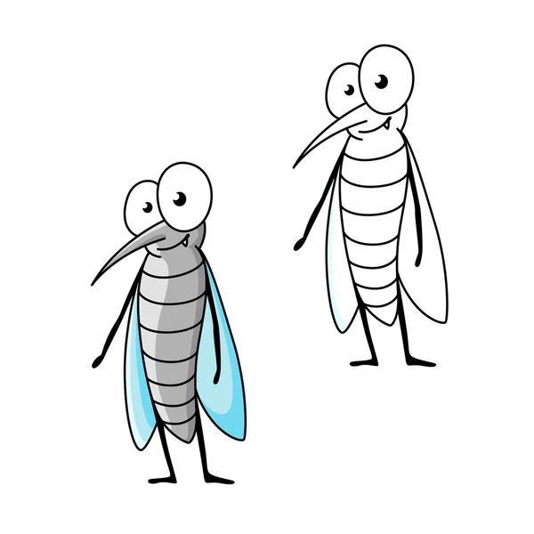 Friendly smiling cartoon gray mosquito — Stockvector