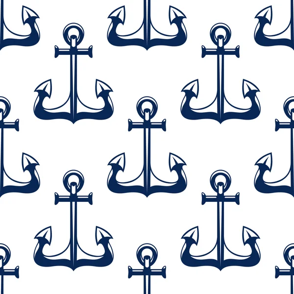 Seamless pattern of blue nautical anchors — ストックベクタ