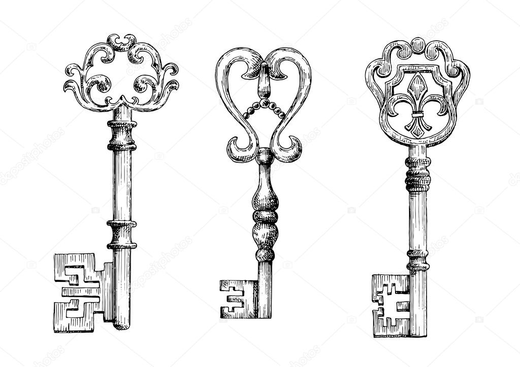 Sketch of medieval skeleton keys