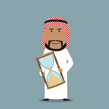 Arabian businessman with time out hourglass