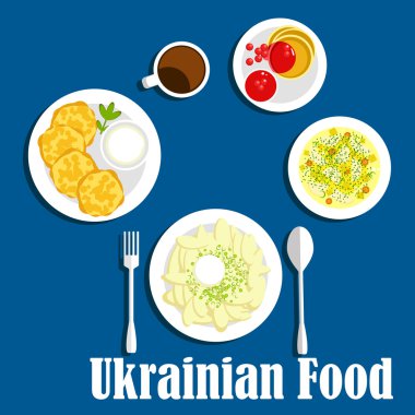 Fresh ukrainian cuisine vegetables and drink