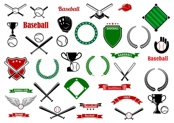 Baseball game sport items and designelements — Stok Vektör