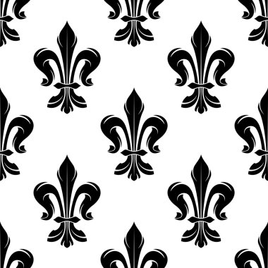 Black vintage fleur-de-lis seamless floral pattern