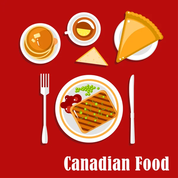 Canadian cuisine breakfast food and drink — Wektor stockowy
