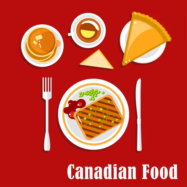 Canadian cuisine breakfast food and drink — Stok Vektör