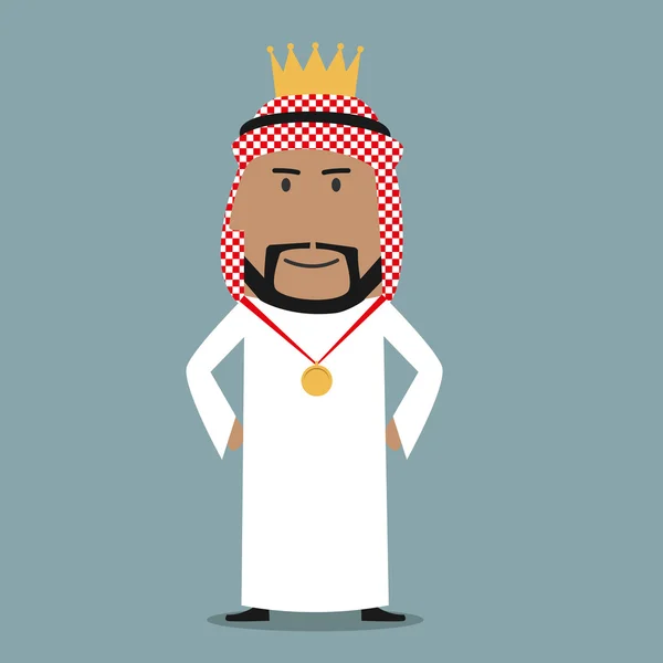 Proud arabian businessman with golden crown — Stock Vector