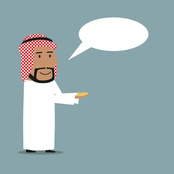 Arabian businessman with money and speech bubble — Wektor stockowy