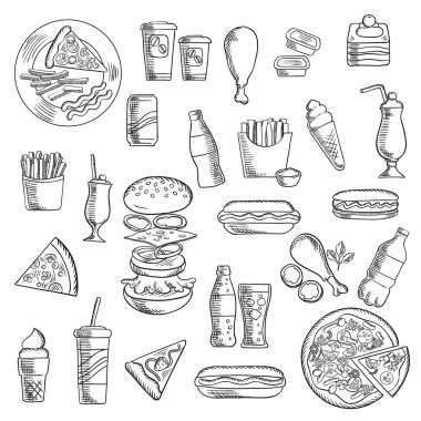 Fast food snacks and takeaway drinks