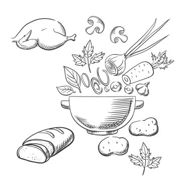 Sketch of cooking a dinner salad
