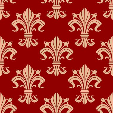 Seamless fleur-de-lis pattern on red background