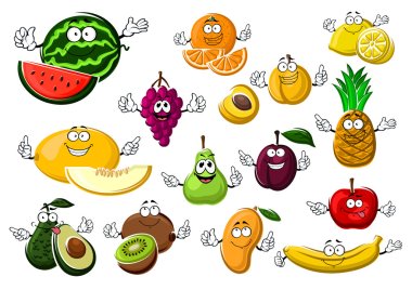 Appetizing ripe tropical and garden fruits clipart