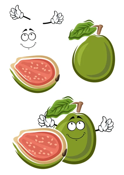 Ripe cartoon green guava fruit — Stok Vektör