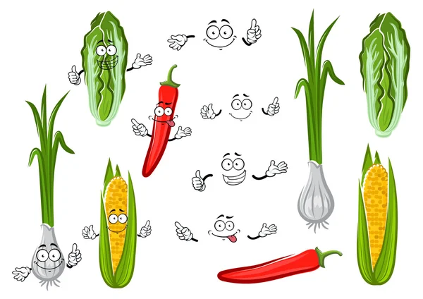 Chilli pepper, corn, onion and cabbage — Stockvector