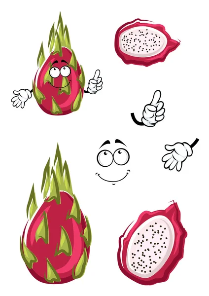 Cartone animato pitaya rosa o frutta del drago — Vettoriale Stock