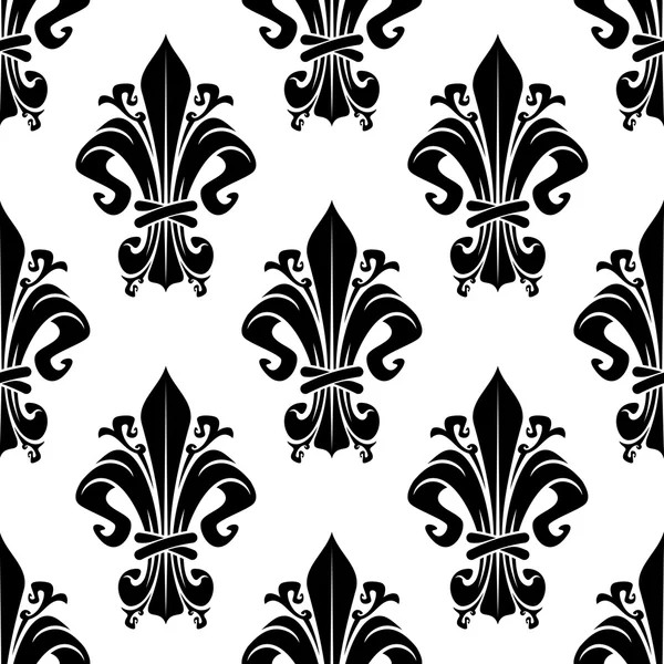 黒と白のヴィンテージの花のシームレスなパターン — ストックベクタ