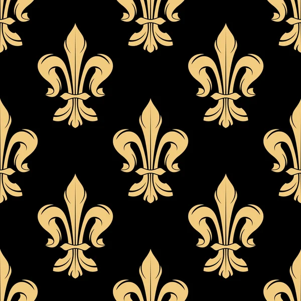 Vintage golden fleur-de-lis seamless pattern — Stock Vector