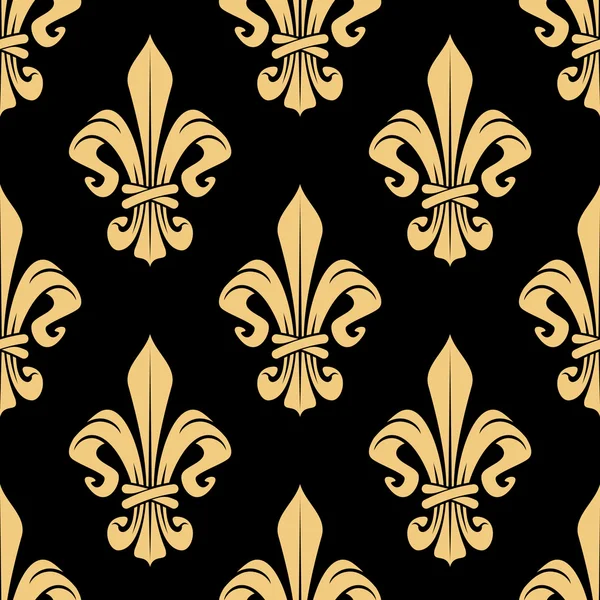 Modèle de fleur de lis doré vintage sans couture — Image vectorielle