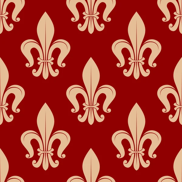 Fleur-de-lis seamless pattern on scarlet red — Stock Vector