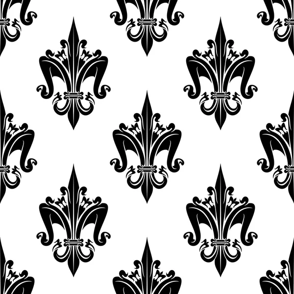 Black and white seamless fleur-de-lis pattern — 图库矢量图片