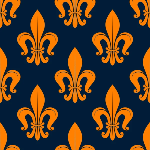 Orange fleur-de-lis floral seamless background — Stok Vektör