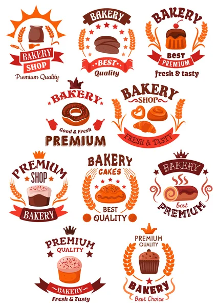 Premium bakery and pastry shop symbols — Stock Vector