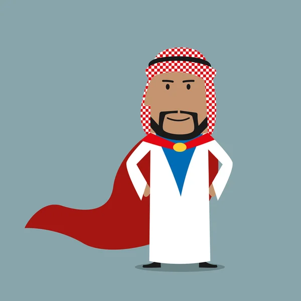 Strong arabian businessman in red cape — 스톡 벡터