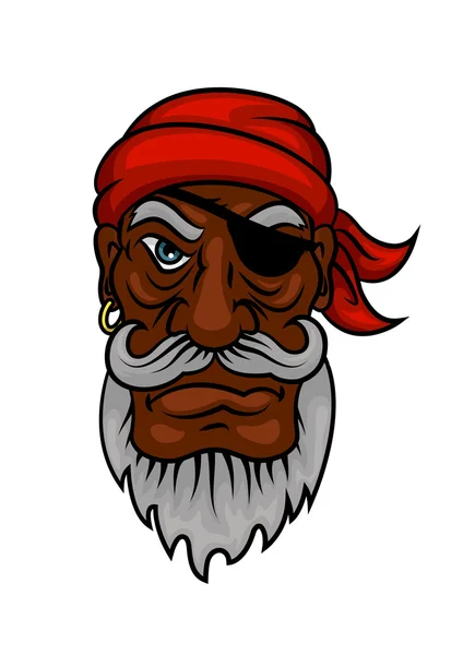 Старый мультяшный пират с повязкой на глазах — стоковый вектор