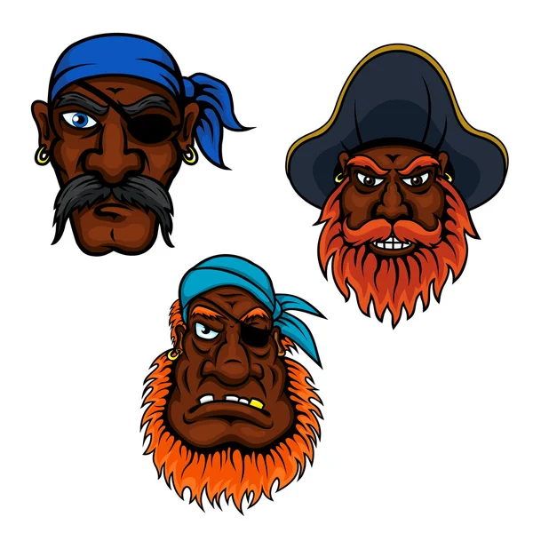 Sailor and captain pirates heads — Stock Vector