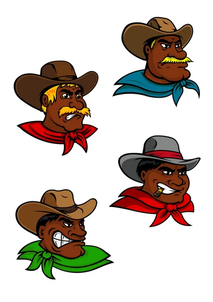 Cartoon western cowboys and sheriffs — Stok Vektör