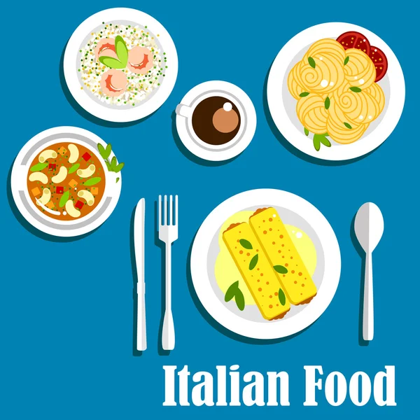 Italienische Küche mit Pasta und Risotto — Stockvektor