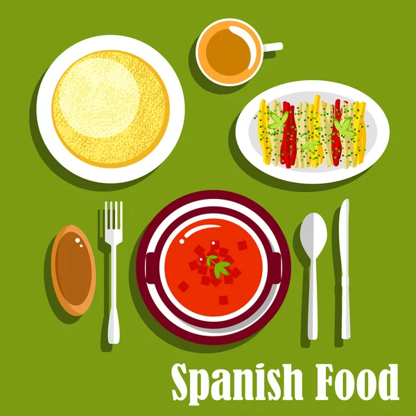 Hidangan vegetarian dari masakan Spanyol - Stok Vektor