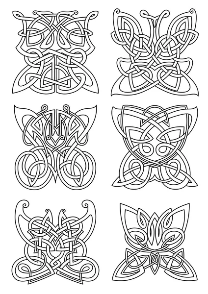 Mariposa insecto tribal celta ornamentos — Vector de stock