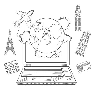 Online travel and booking service design vector
