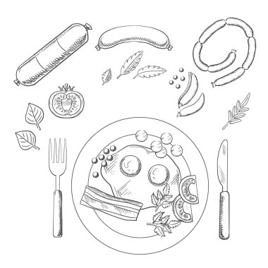 Breakfast with groceries and sausage