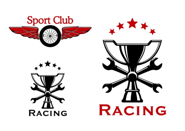 Racing and motorsport symbols or icons — Stock Vector
