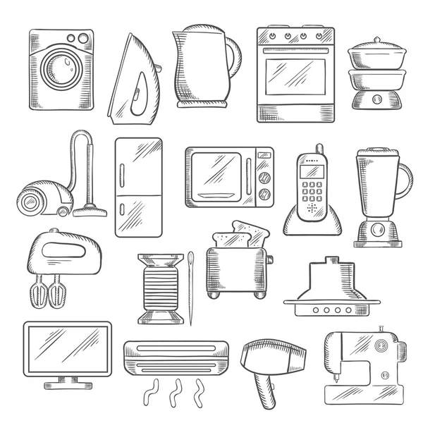 Home and kitchen appliance icons set — Stock Vector