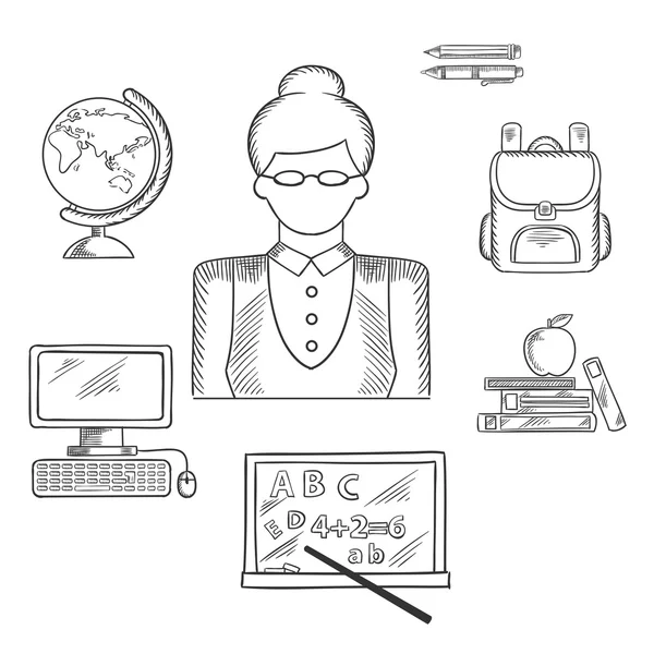 Teacher and education sketched icons — Stock Vector