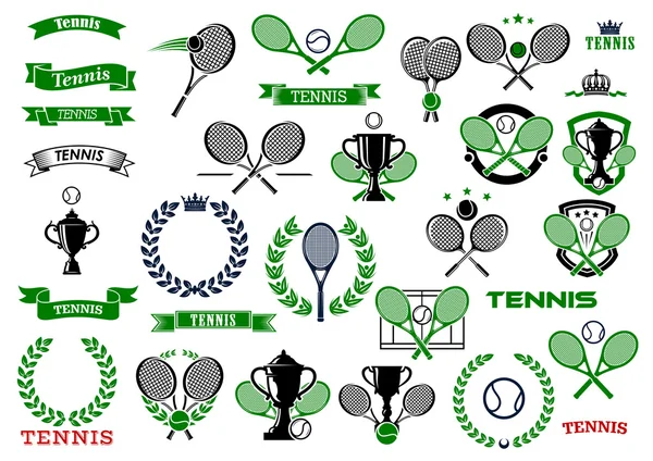 Jeu de tennis icônes et symboles de sport — Image vectorielle