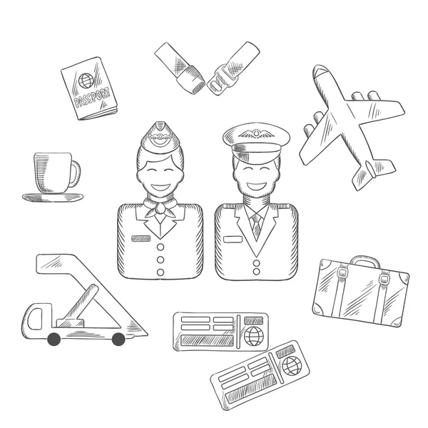 Air traveling and aviation icons set — Stock Vector