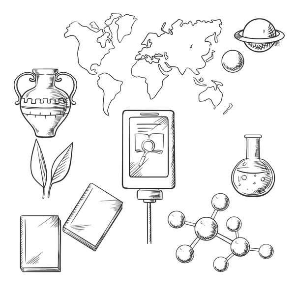 Education and science sketch icons — Stockvector