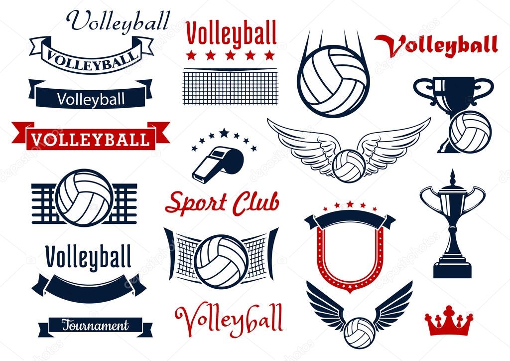 Voleibol juego de deportes iconos y símbolos 2024