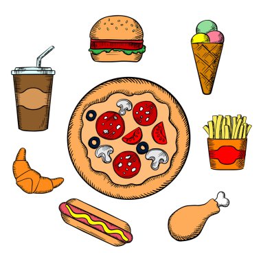 Fast food and snacks icons