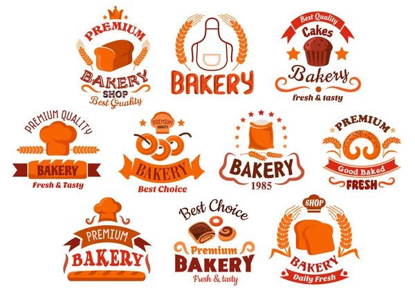 Bakery and pastry shop icons — 스톡 벡터