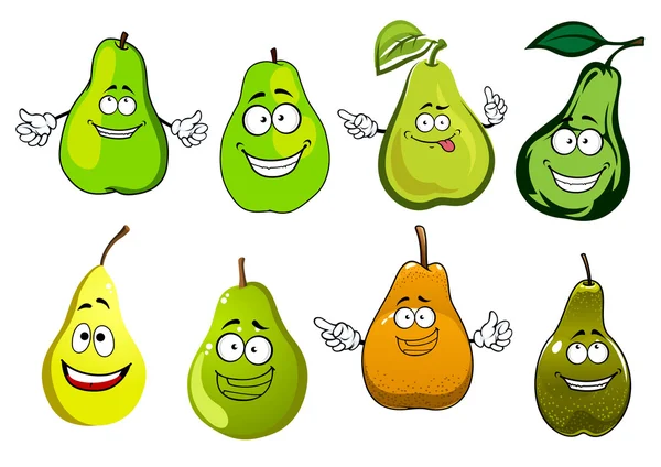Green, yellow and orange pear fruits — Stok Vektör